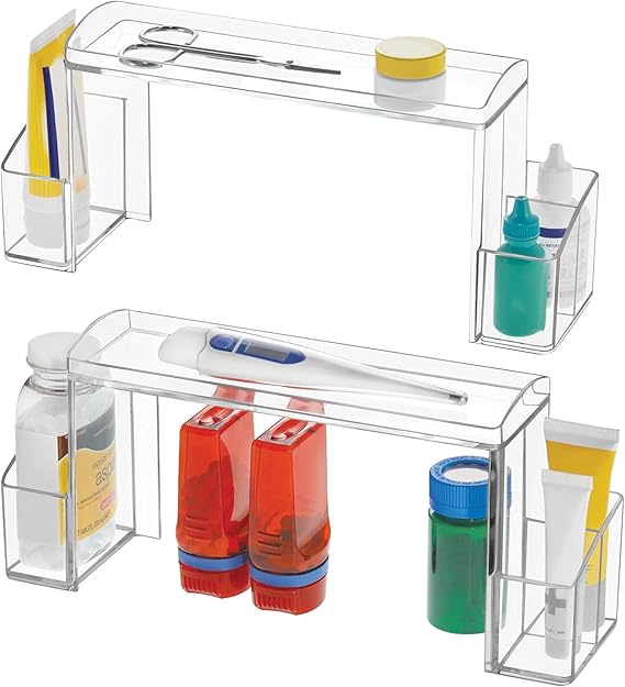 mDesign Small 2Tier Plastic Medicine HighRise Storage
