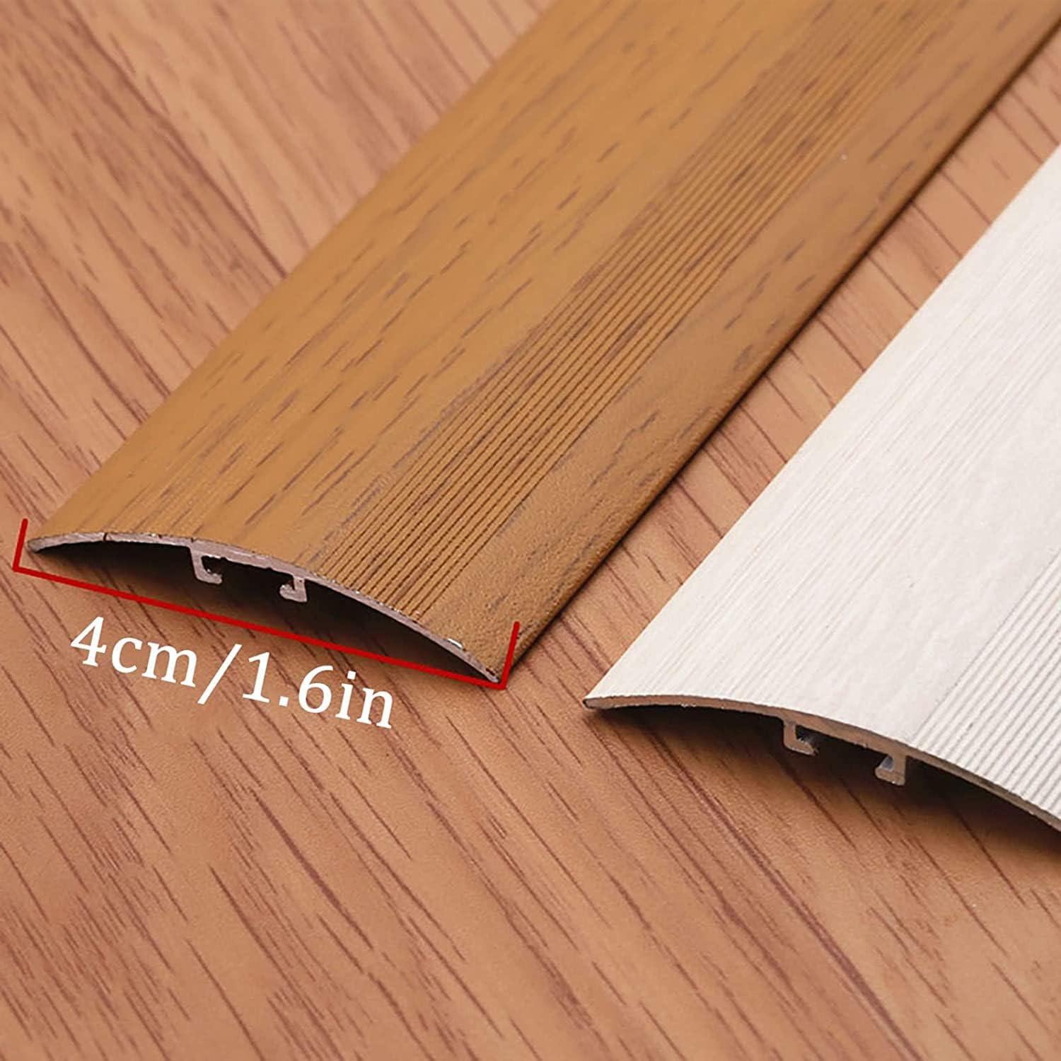 Doorway Uneven Floor Transition Strip, Smooth Transition Threshold Strip for Floor/Carpet/Doorways, Metal Aluminum Edging Trim Strips Wood to Tile, Customizable & Cuttable ( Color : White , Size :