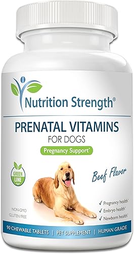 Vitaminas prenatales para perros para apoyar el desarrollo de cachorros saludables, promover la producción de leche, con ácido fólico, hierro, zinc,
