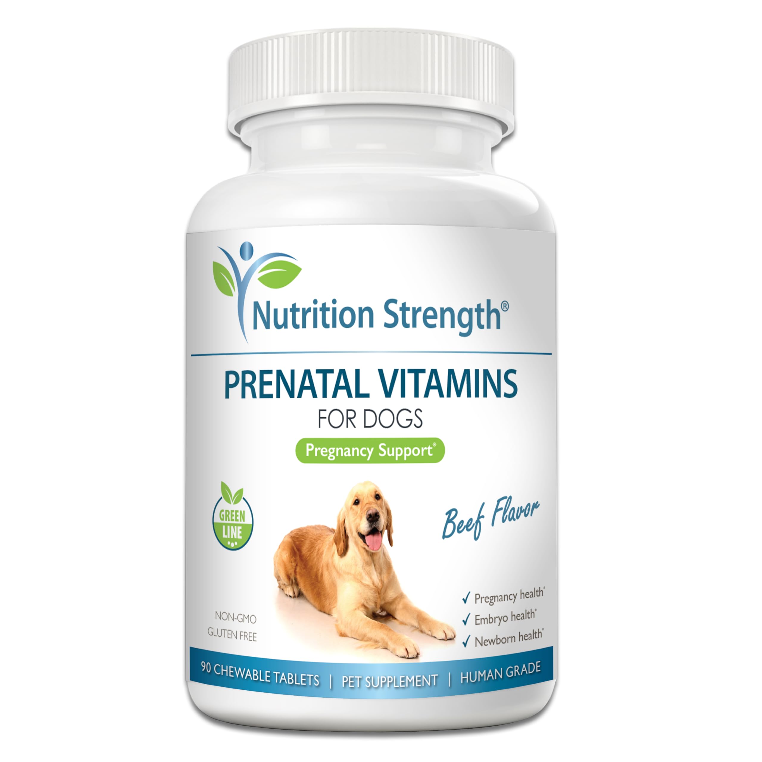 Prenatal Vitamins for Dogs to Support Development of Healthy Puppies, Promote Milk Production, with Folic Acid, Iron, Zinc, Iodine, B Vitamins for Pregnant Dogs, 90 Chewable Tablets