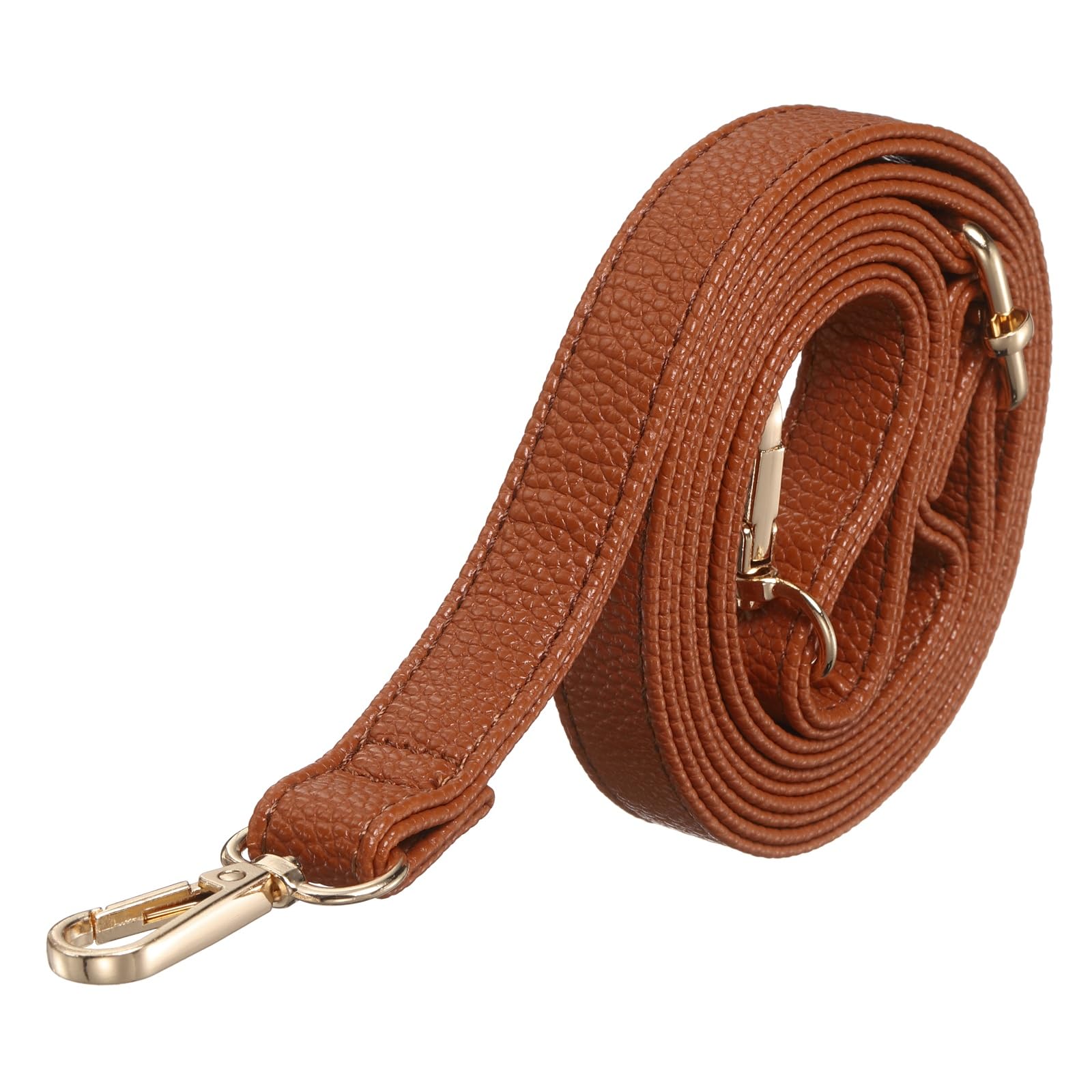 TIXIPEM 1Pcs Adjustable Leather Replacement 51.2 in, Dark Brown & Gold