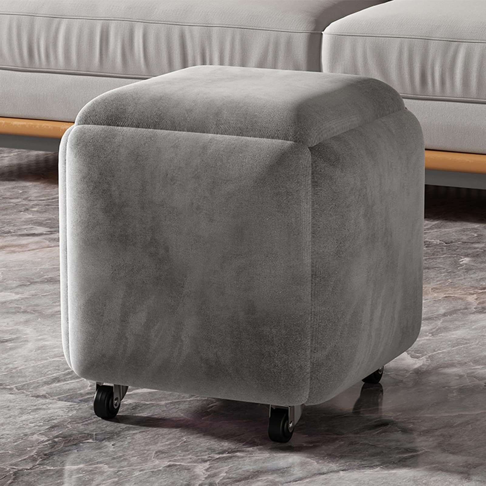 Chaise cube gigogne empilable avec 5 tabourets gain de place sur roulettes