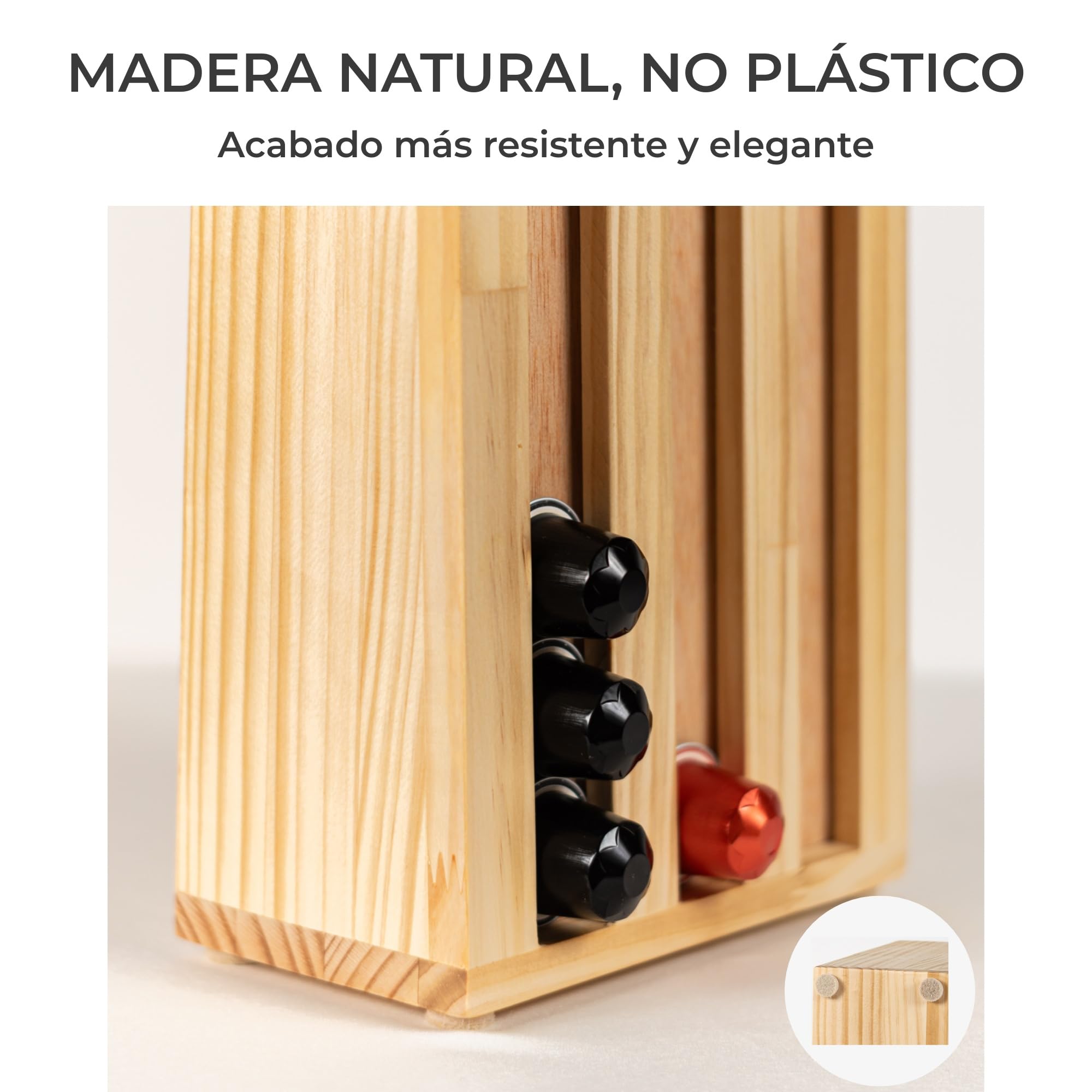 Porta Cápsulas Madera 40 Unidades – Organizador Vertical con Bandeja Superior y Almacenamiento Trasero – Compatible Tipo Original — view 9