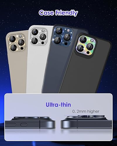 Miniatura 7 de Protector de lente de cámara para iPhone 15 ProiPhone 15 Pro Max, protector de lente de cámara con purpurina Plus 9H de vidrio templado, cubierta de