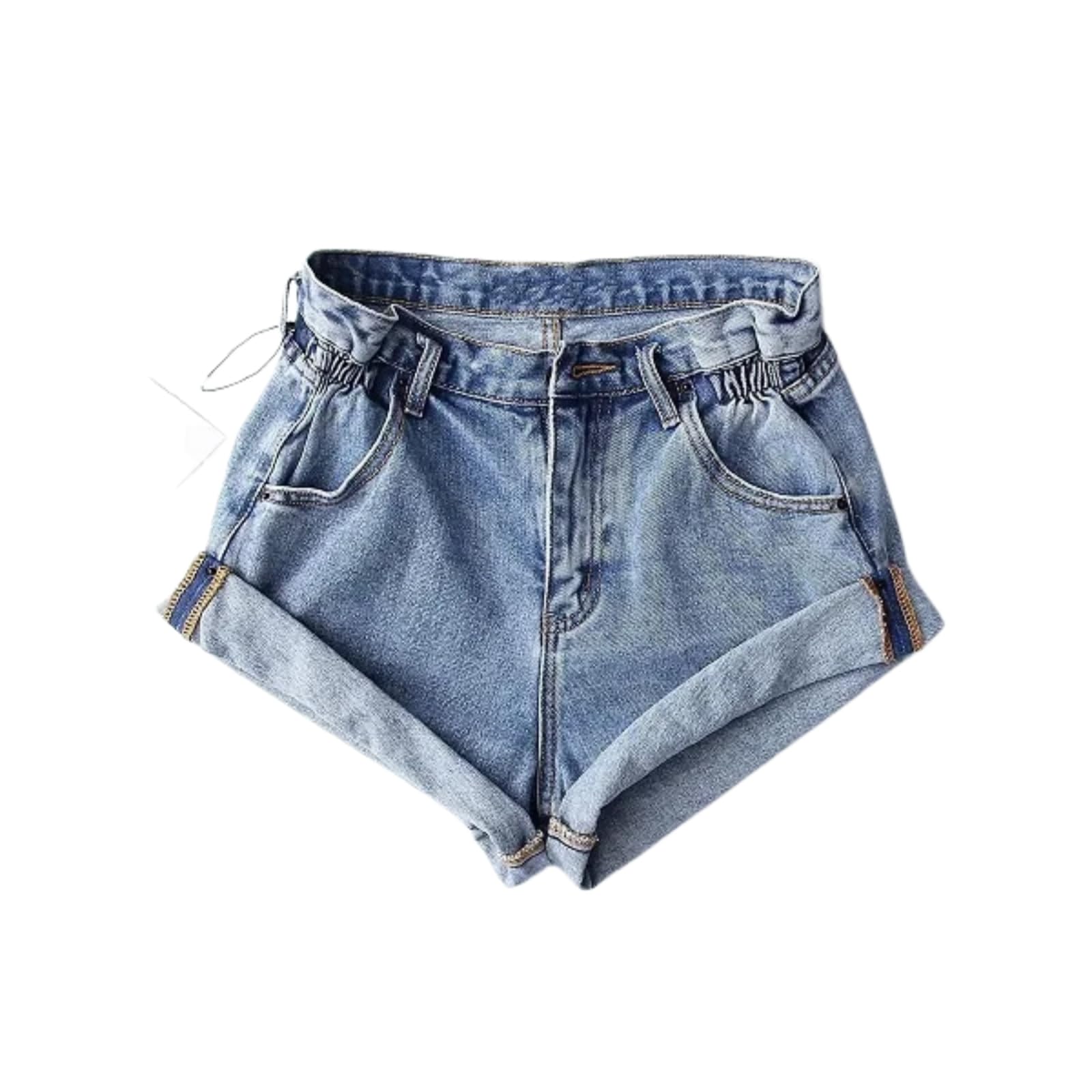 WANGSHUO Shorts di Jeans Donna Donne High Waist Denim Piegato Curling Split Hem Casual Estate Giornaliero Pantaloni Corti-Light Blue-s