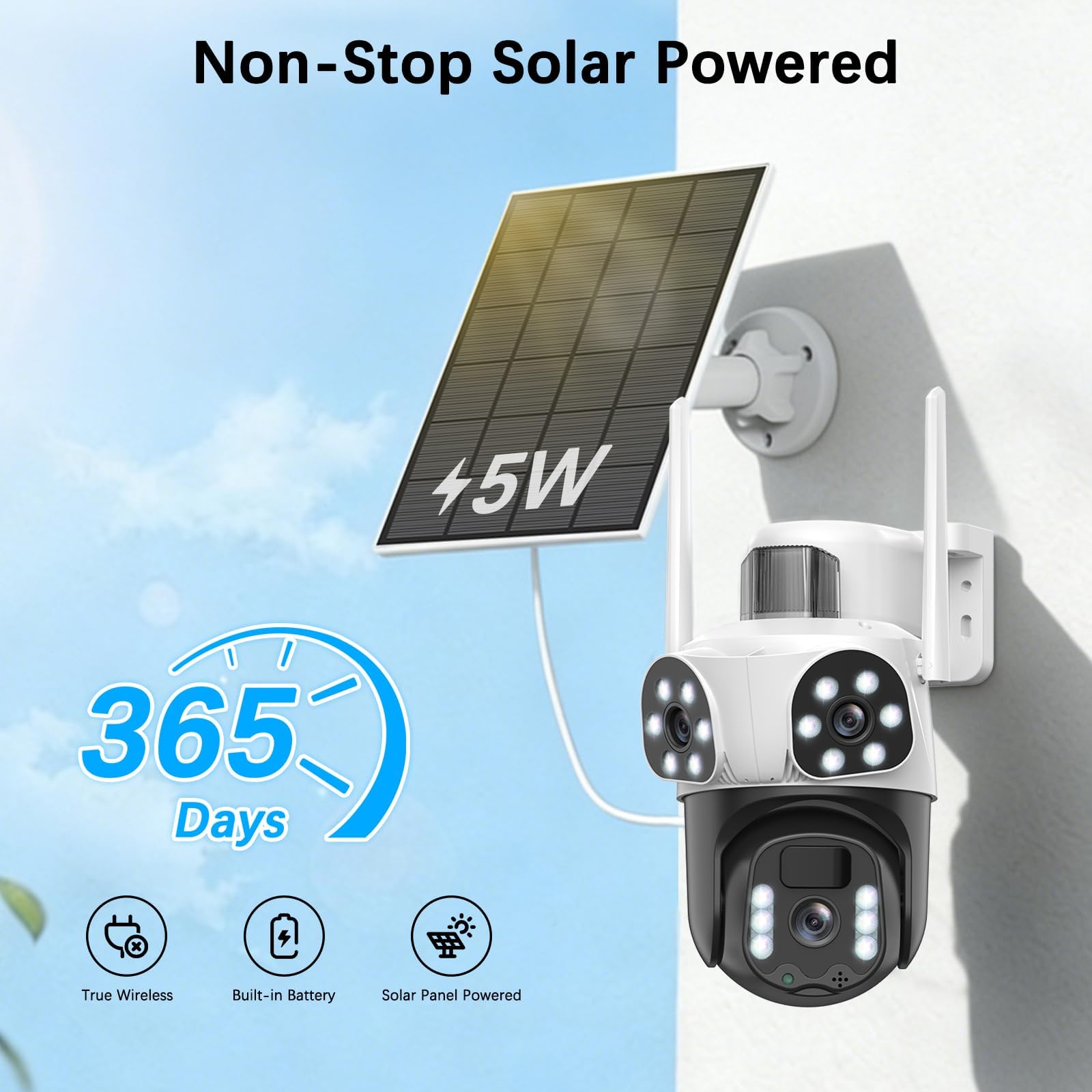 Telecamera di sorveglianza WiFi esterna senza fili,Telecamera solare