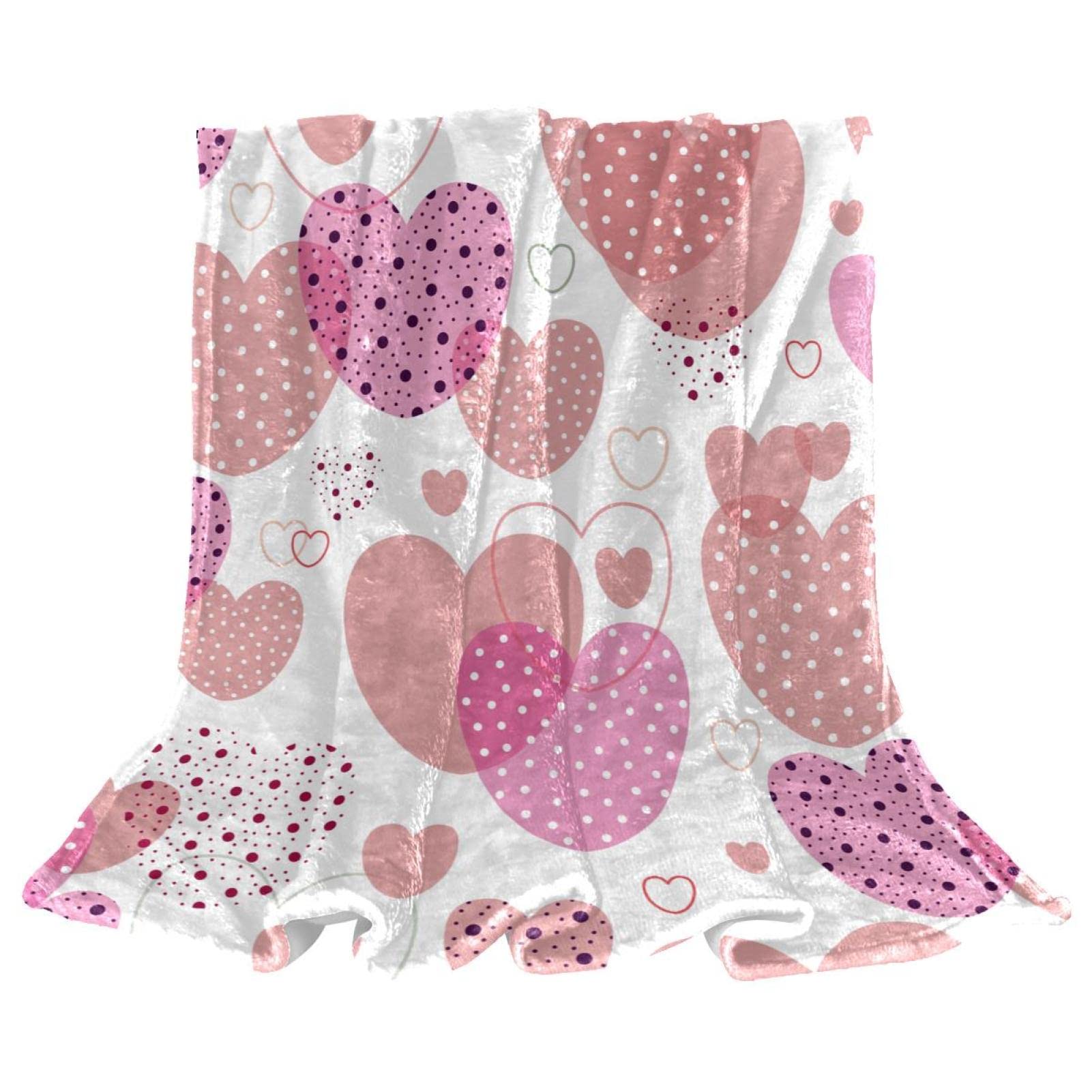 Übergroße Herz-Überwurfdecke Aus Fleece – 127x152 Cm, Weich, Mit Rosa & Roten Herzen, Maschinenwaschbar