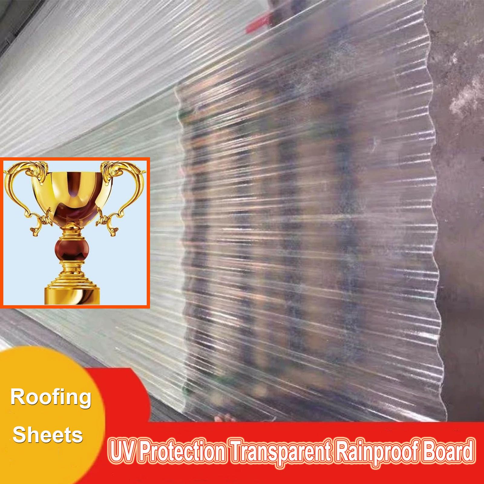 1.2mm Planchas Transparentes Tejados, 2/4/5/8/10/13/15/20pcs Hojas De Techo Corrugado, Paneles Para Tejado Resistentes Al Impacto, FRP Con Resistencia A Los Rayos UV (0.9×0.9m,4pcs)