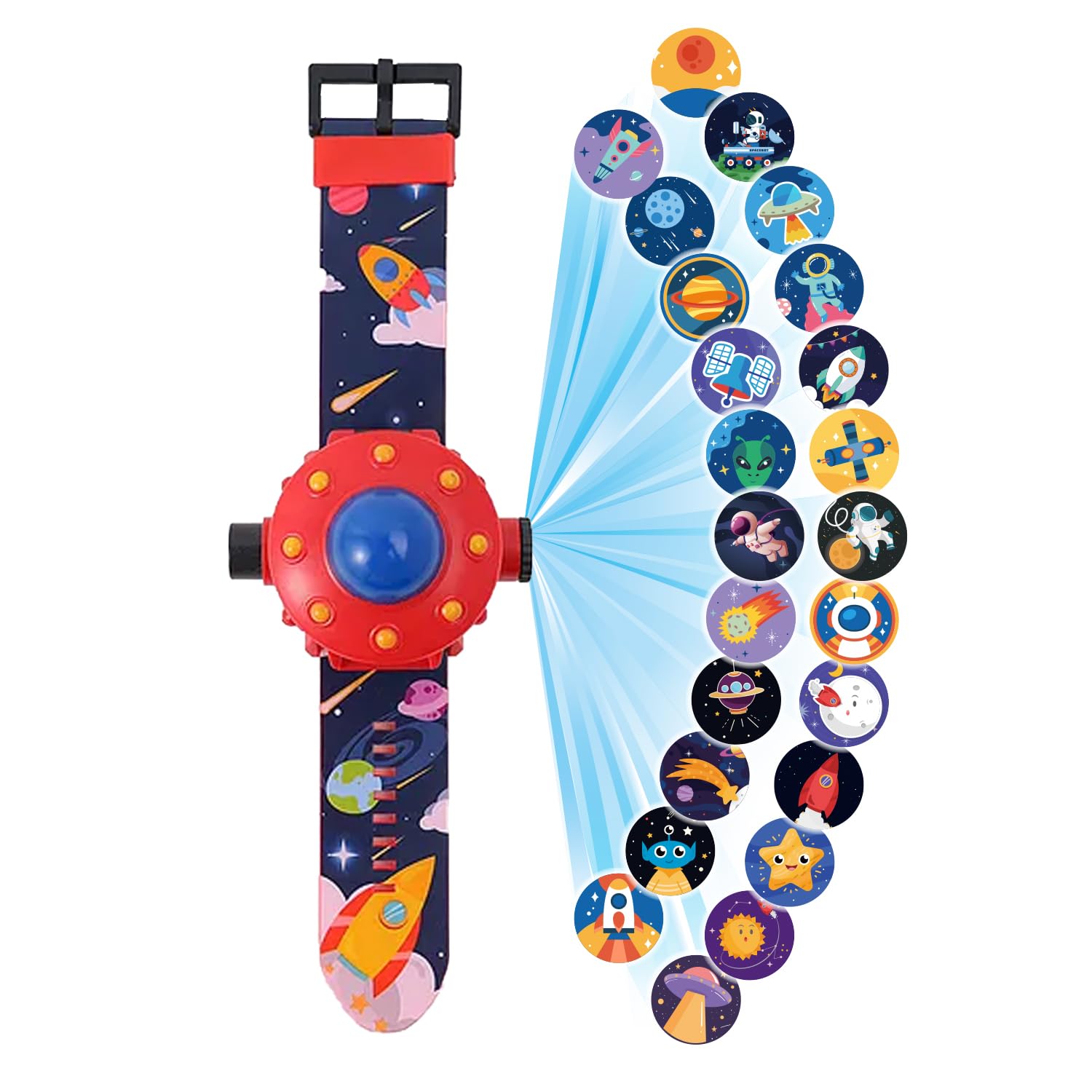 Wembley Digital Projector Watch for Kids| Sturdy & Practical Designed Wrist Watch| Soft, Flexible & Adjustable Strap| with Smart Time, Date & Month| Feature 24 Images- Space