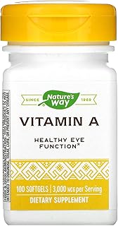 Nature's Way Vitamin A, High Potency, Supports Healthy Eye Function*, 3,000 mcg per Serving, 100 Softgels (Packaging May V...