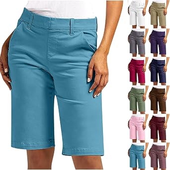 Tatumaie Bermuda Shorts for Women Trendy Casual Summer High Waisted Chino Shorts Straight Leg Hiking Vacation Outfits 2026