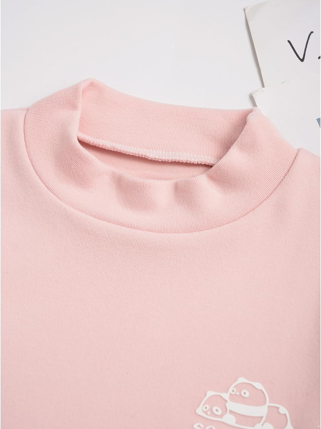 Kaerm Kids Boys Girls Cotton Mock Neck Warm Tops Basic Long Sleeve Cute Cartoon Print Thermal Underwear Tops Undershirts
