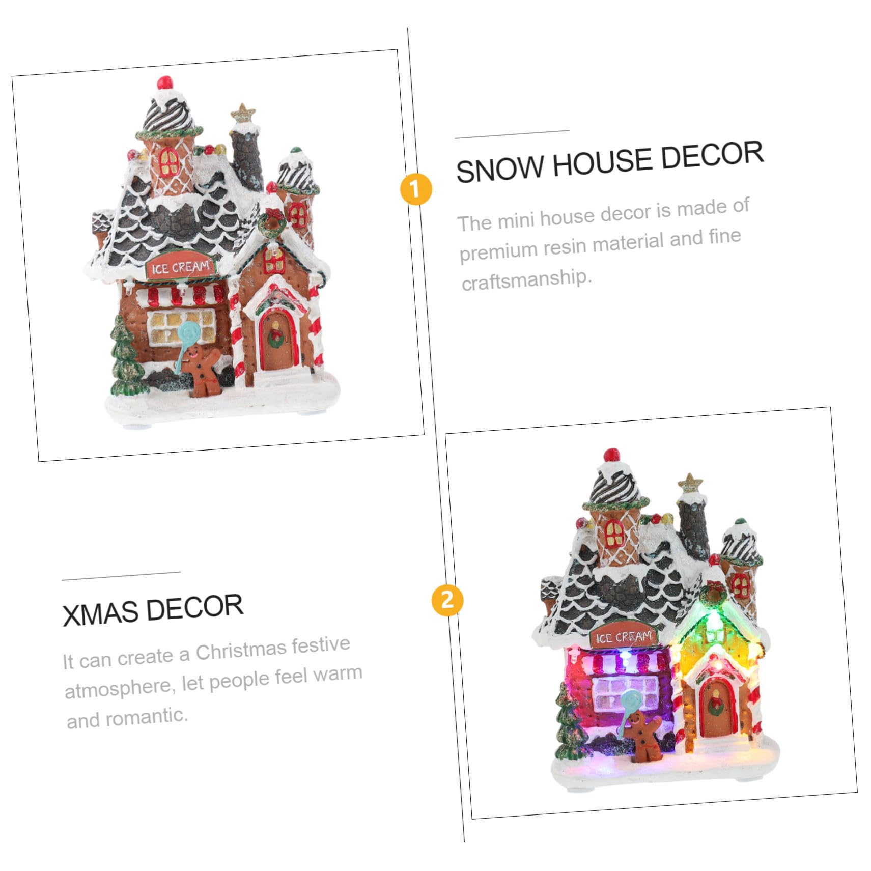 Casa Luminosa De Resina Navideña Decorativa para Manualidades, Adorno Luminoso De Escritorio Luces Led, Diseño Casa De Nieve para Decoración Interior y Ambiente Festivo, Unidad Única