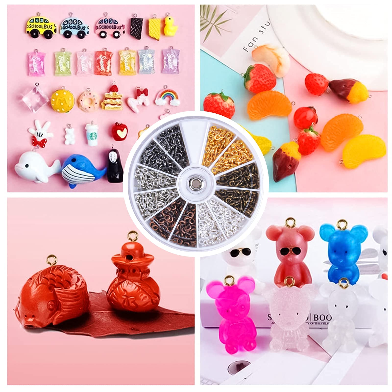 600 Pezzi Mini Viti a Occhiello, Ganci a Vite con Occhiello, Occhielli Viti Filettati Bulloni a Occhiello, Vite Perno Occhio in Metallo per Gioielli Creazione di Artigianato Fai da Te, 4 x 8 mm