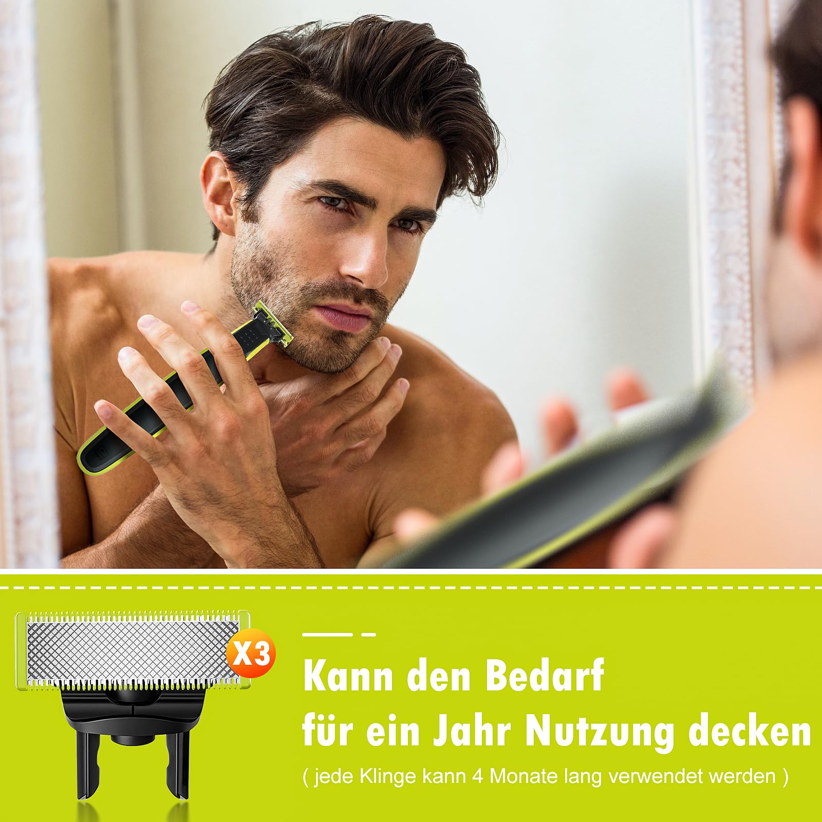 3 Stück Ersatzklinge für Philips, Face & Body Wasserdichte Ersatzköpfe, Edelstahl Klingen Einzeln verpackt
