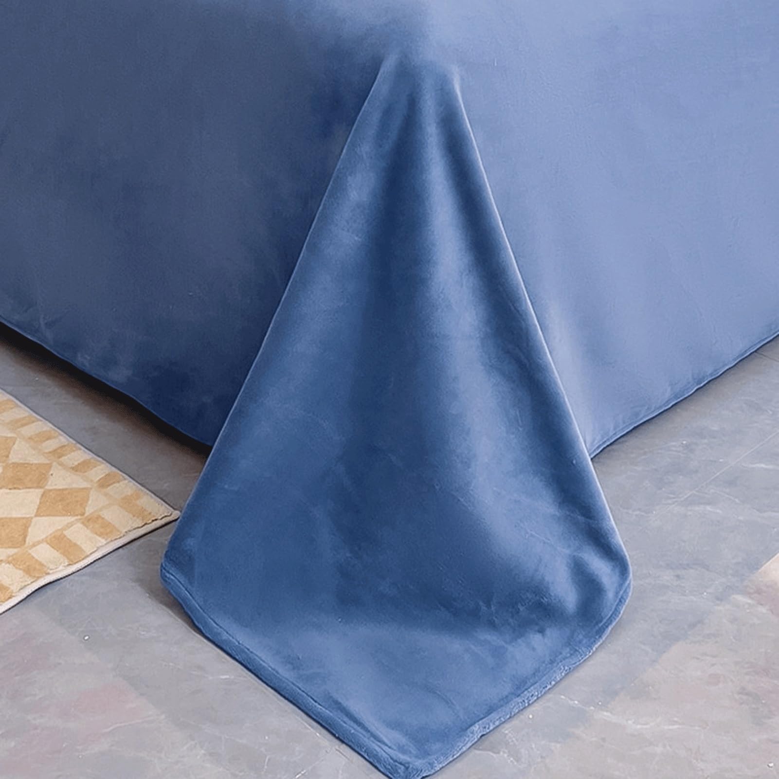 Winter Bettlaken ohne Gummizug 180x245cm bis 350x245cm Samt Warme Plüsch Betttuch Fleece Kuschelige Laken(Green,180x245cm+48x74cm x2)