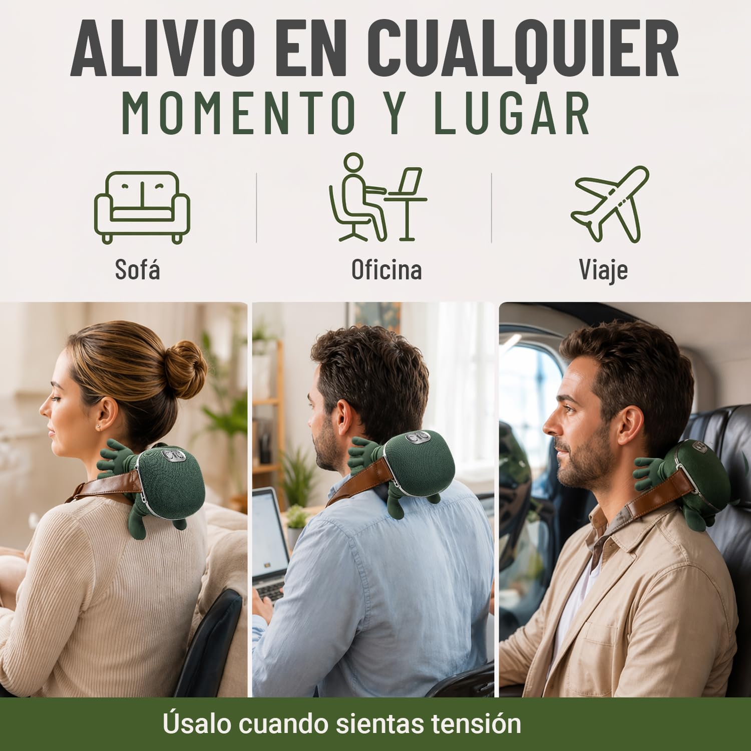 BeFit24 Masajeador Cervical 4D con Calor, Inalámbrico, Masajeador de Cuello, Hombros y Espalda, Alivio Rápido del Dolor y Contracturas, Relajación Profunda en Casa y Oficina, Ideal como Regalo