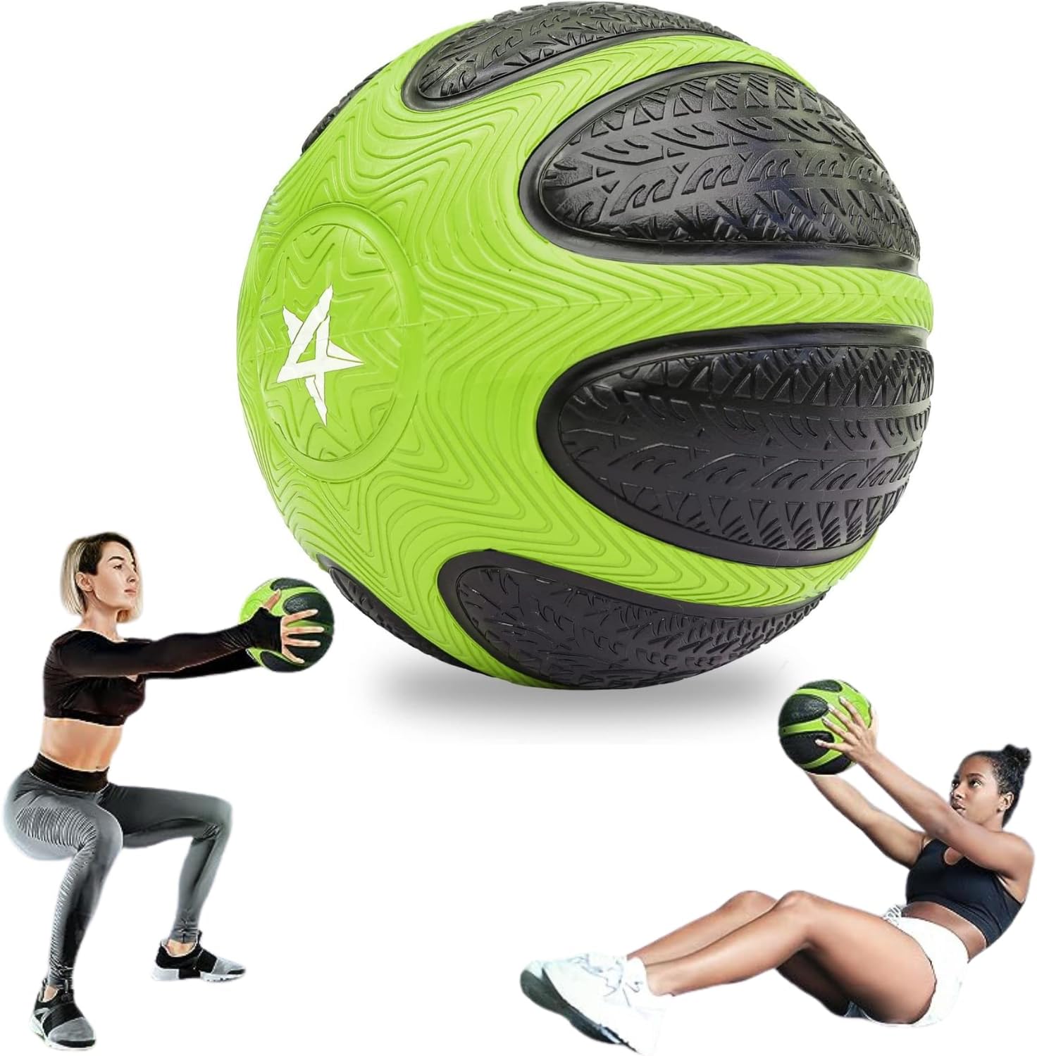 Yes4All Medicine Ball with Dual Texture Grip, Weighted Medicine Ball for Workouts Exercise Balance Training, Core Strength, Balance and Coordination Exercise, Non-Slip Rubber Shell with 6/8/10/12LBS