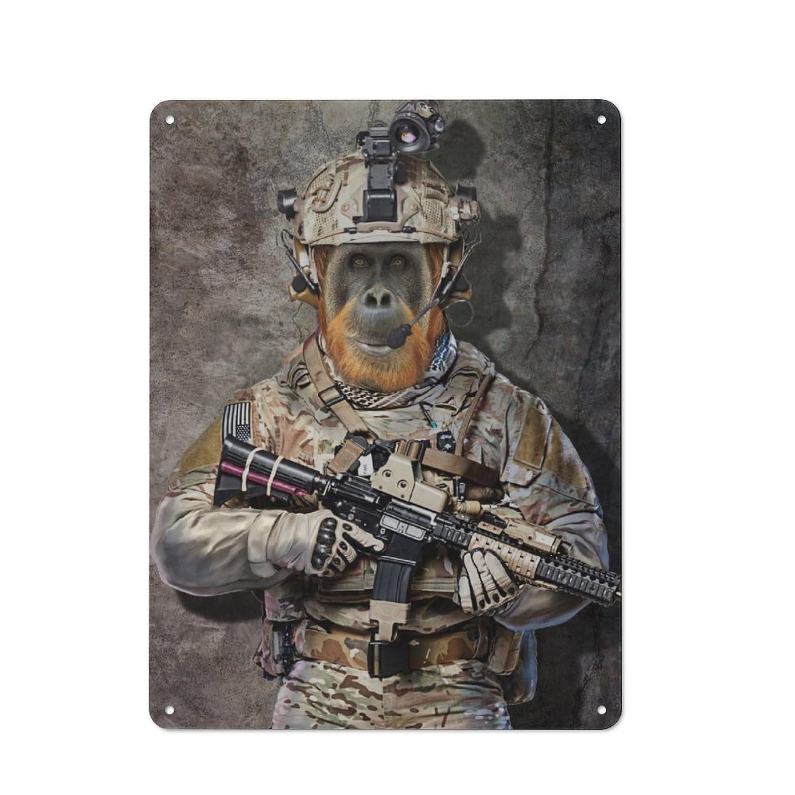 Junmoney Orangutan Elite Soldier Printed Metal Sign 40X30cm For Living Room Or Hallway, For Home Wall Decor Collectors