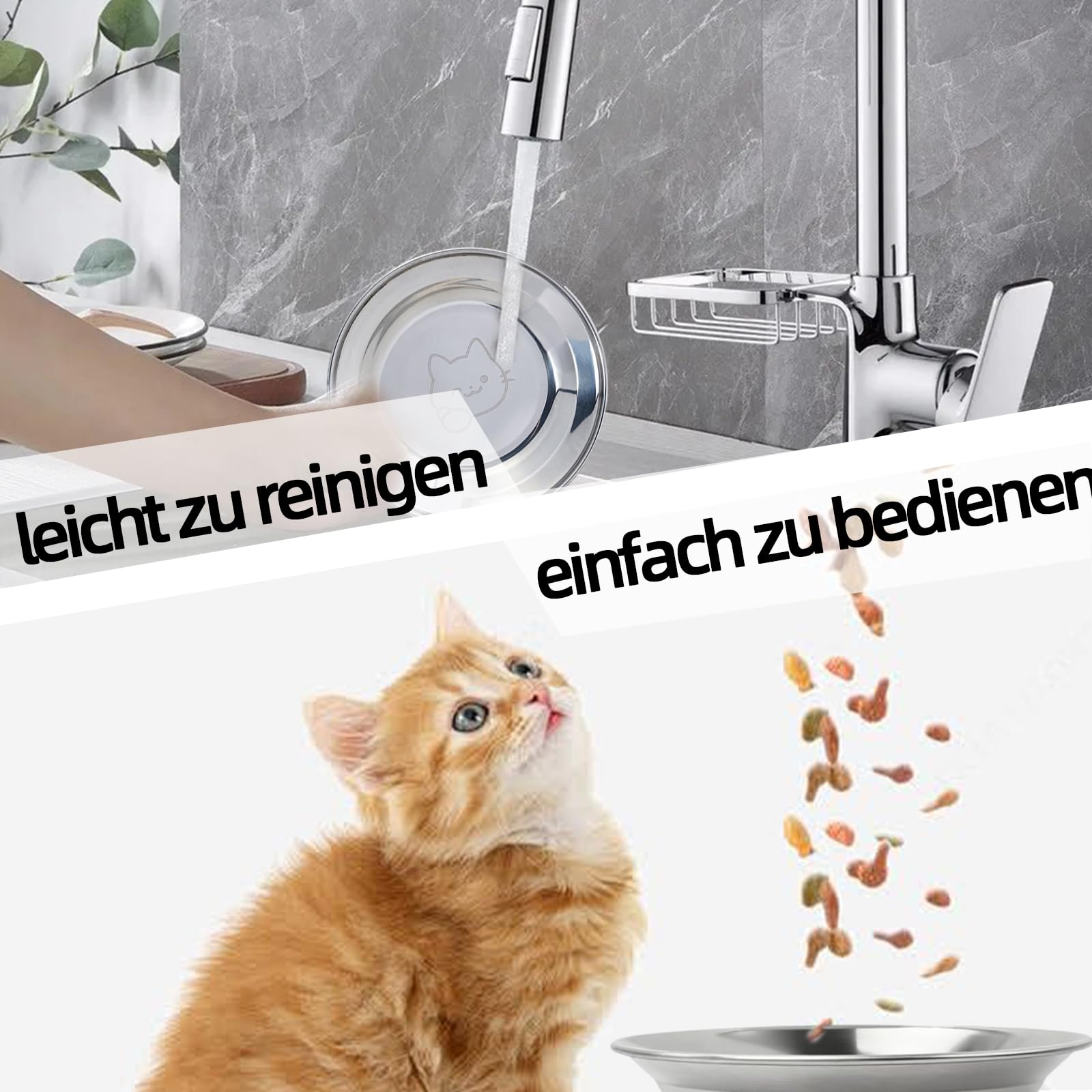 Ciotole per gatti in acciaio inox 14 cm, piatti anti-affaticamento baffi per cibo umido e secco