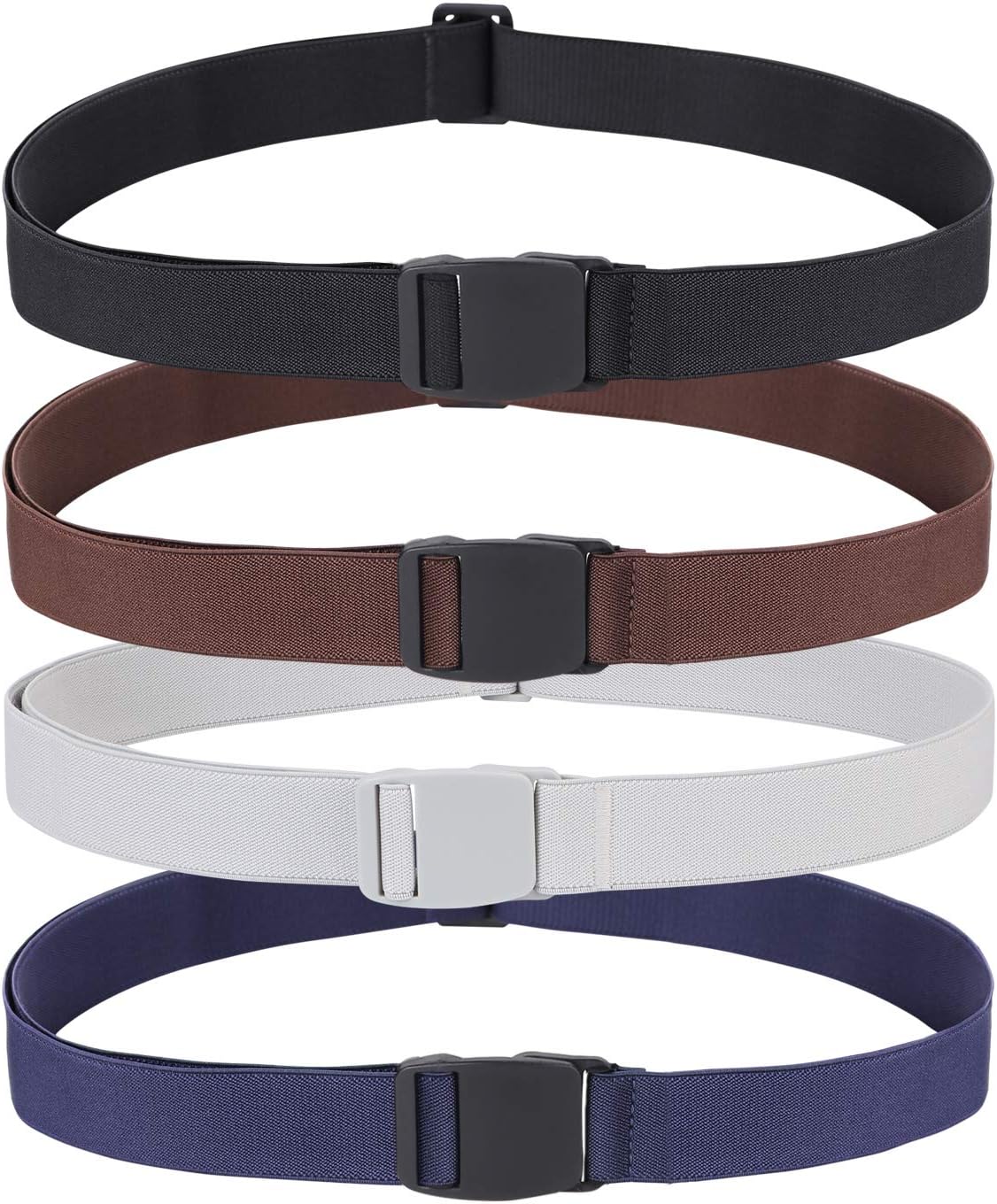 No Show Stretch Belt, Invisible Elastic Belt, Women 4 Pieces Belt with Flat Buckle for Jeans Pants Dresses