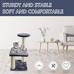 Small Cat Tree with Sisal Scratching Pole, Cat Toys for Indoor Cats, Cat Scratching Post with Cat Interactive Toy, Easy Installation Cat Tower for Small Cat (Grey)