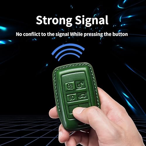 Miniatura 3 de Funda para llavero Land RoverJaguar de piel auténtica con llavero, compatible con Evoque Velar Sport, Cian