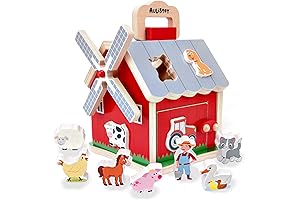 Montessori Infant Wooden Toy Animal Barn Sorter