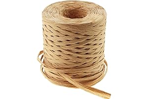 Creatrill Natural Raffia Ribbon - 218 Yards of Kraft Ribbon for Crafting, Packing, and Decoration