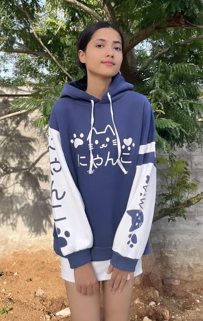 CRB Fashion Womens Kawaii Teens For Teenagers Cartoon Cotton Fleece Hoodie Top Shirt Sweatshirt - Image 4