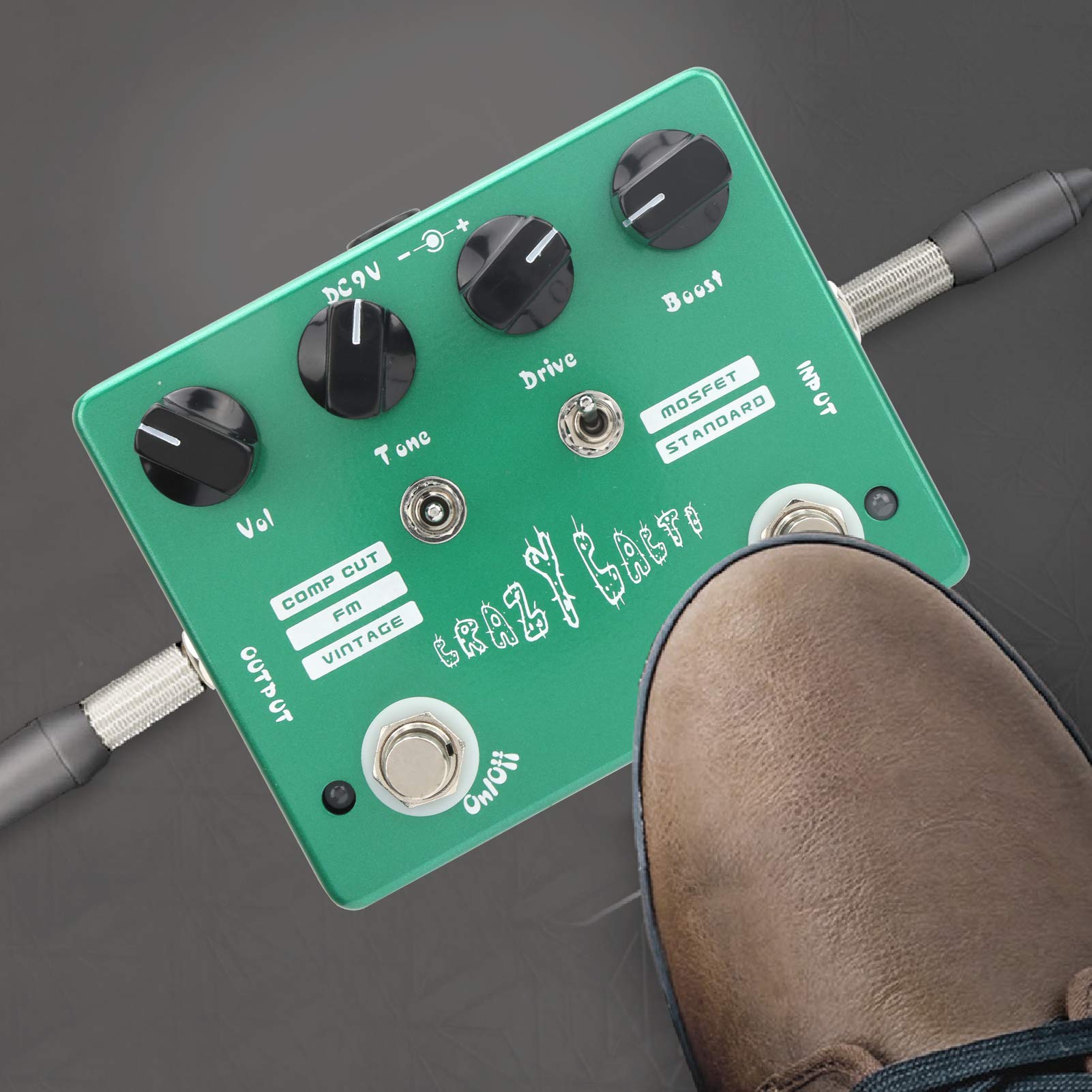 Pedale Overdrive ZenithAur con commutazione Mosfet/Standard, modalità Comp Cut/FM/Vintage e funzione Clean Boost per modellare il tono della chitarra elettrica