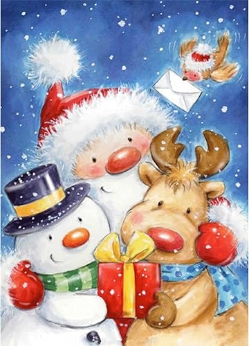 Kits de pintura de diamantes de Navidad para adultos  Papá Noel, muñeco de nieve y ciervo, arte de diamantes de imitación 5D, arte y manualidades,