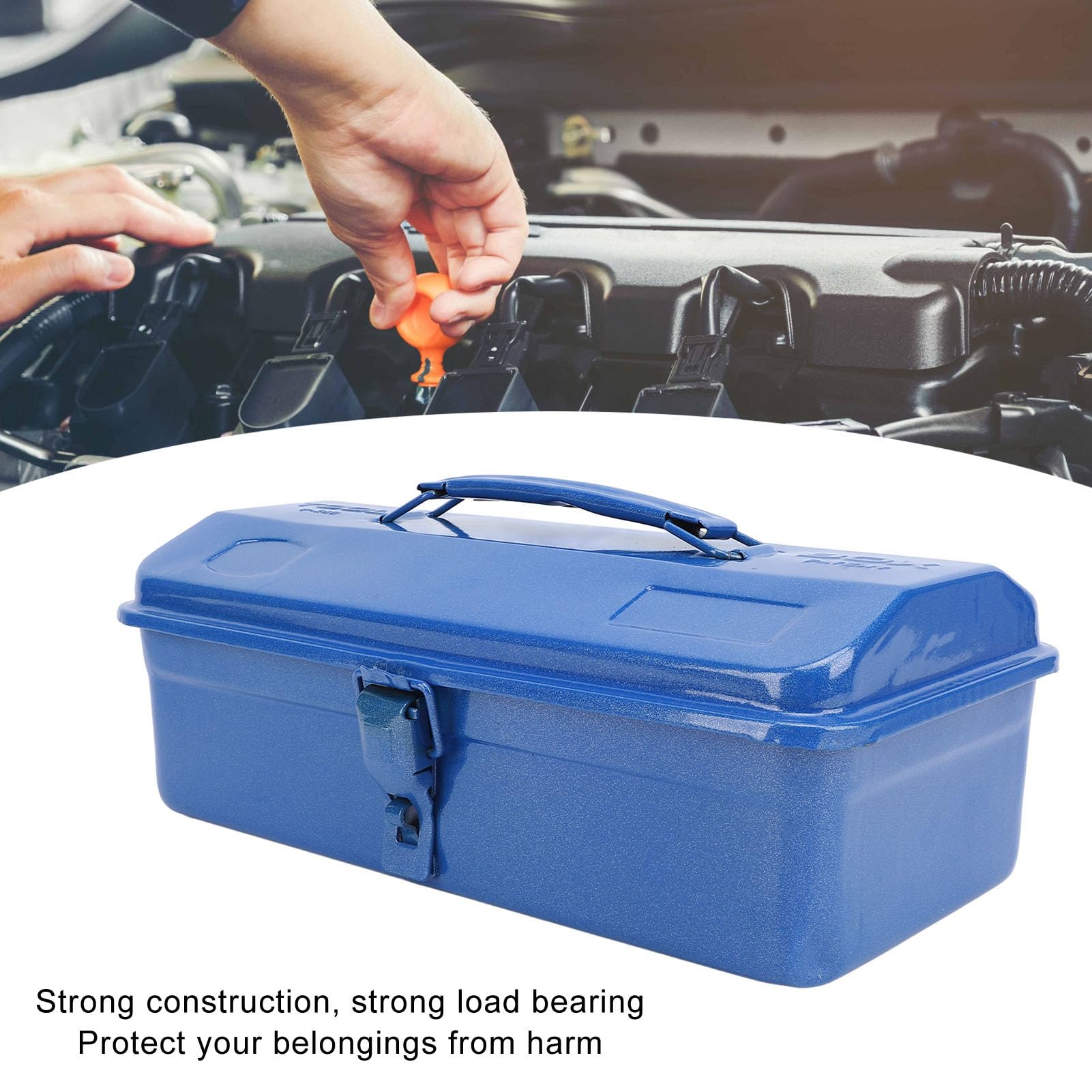 Blue 280 Toolbox Construction in metallo pesante e carico ad alto carico organizzatore di stoccaggio degli strumenti sicuro per seminari, garage, auto o sito di lavoro Cassetta (Caja de herramientas