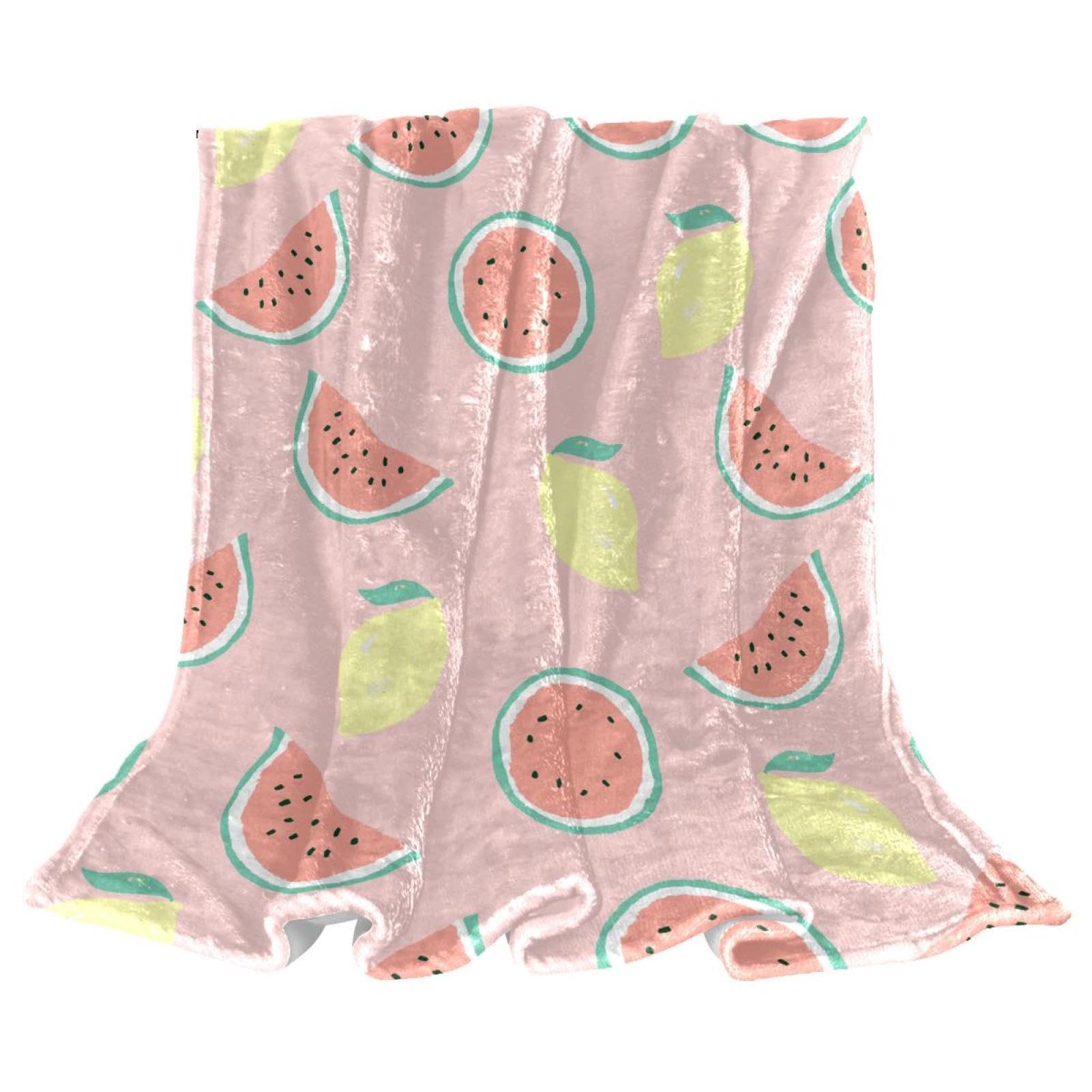 Couverture polaire pastèque citron microfibre douce 150x130cm