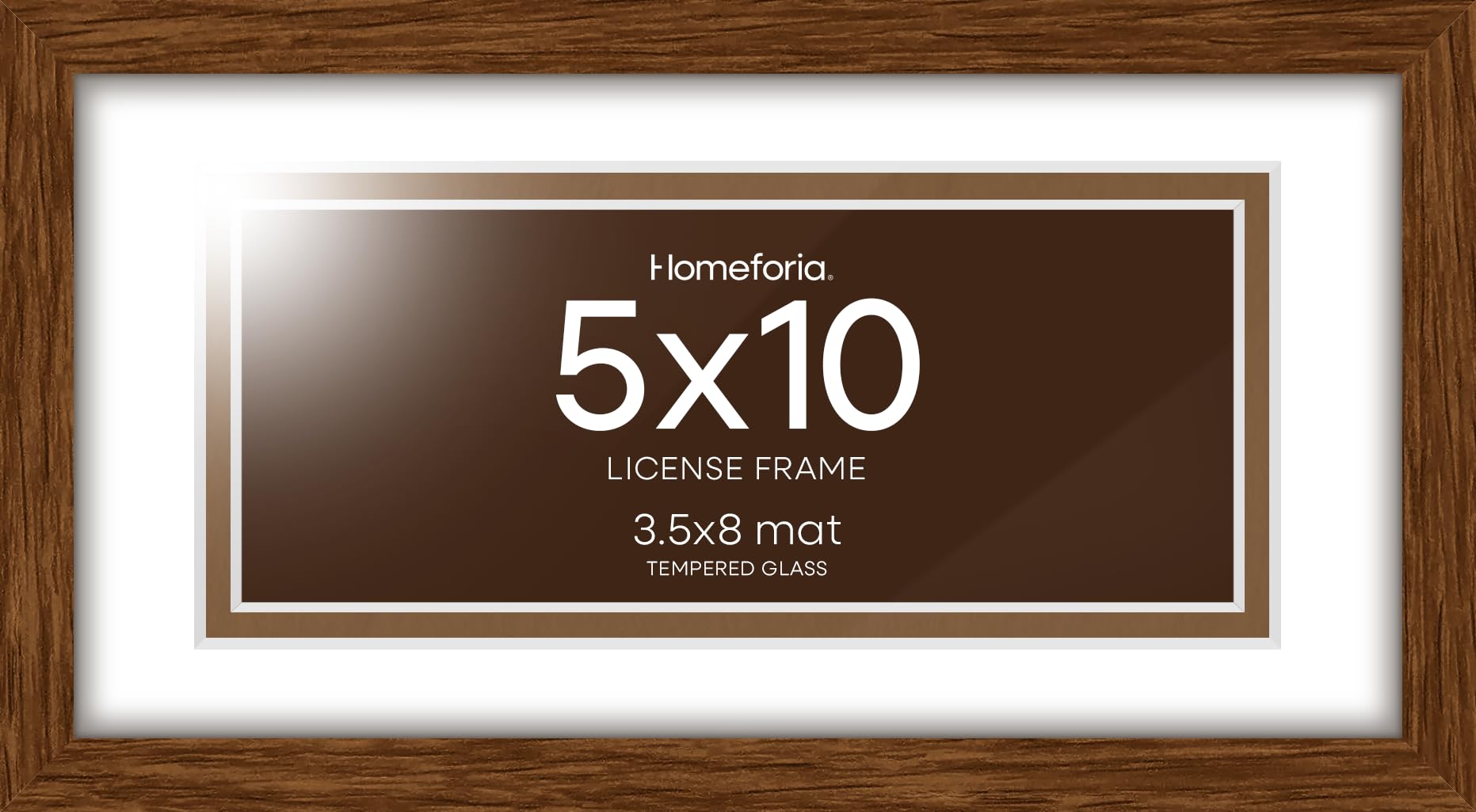 Homeforia 5x10 Business License Brown Frame, High End Dark Oak 5 x 10 Wood Document Certificate Frames with Mat 4x9, 5by10 Walnut Wooden Frames for Wall or Tabletop, Tempered Glass, Wall Kit, Set of 3