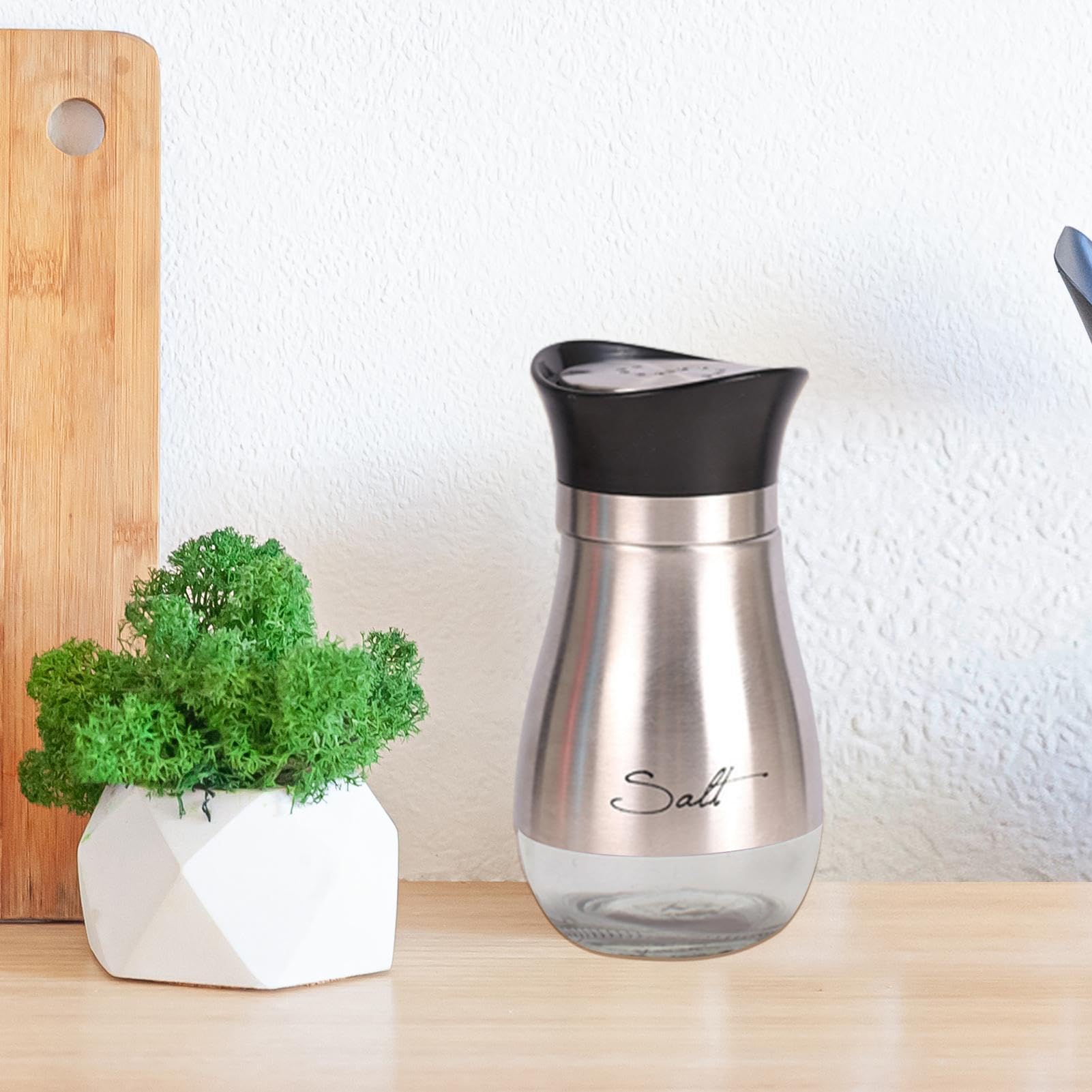 Saliera E Pepiera Grandi In Vetro Con Fori Regolabili - Design Elegante In Acciaio Inox Per Cucina Moderna - Foto 4