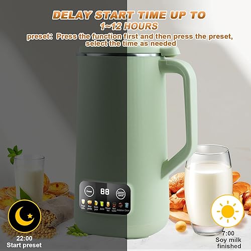 Miniatura 2 de Máquina para hacer leche de nueces, máquina de limpieza automática de leche de soja de 20 onzas con 8 modos y 10 hojas de hojas, almendras caseras,