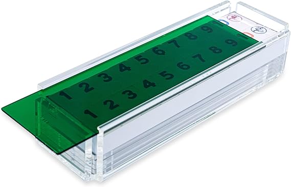 Luxury Rummy Tile Set Game in Handmade Acrylic Case with 4 Racks Included (Green)
