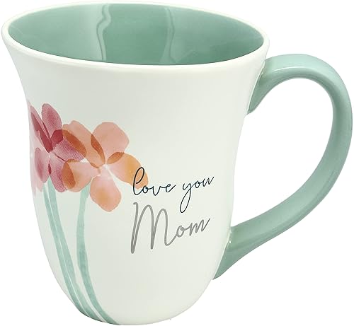 Pavilion - Taza de café grande de 16 onzas, Love You Mom en acuarela, trío de flores
