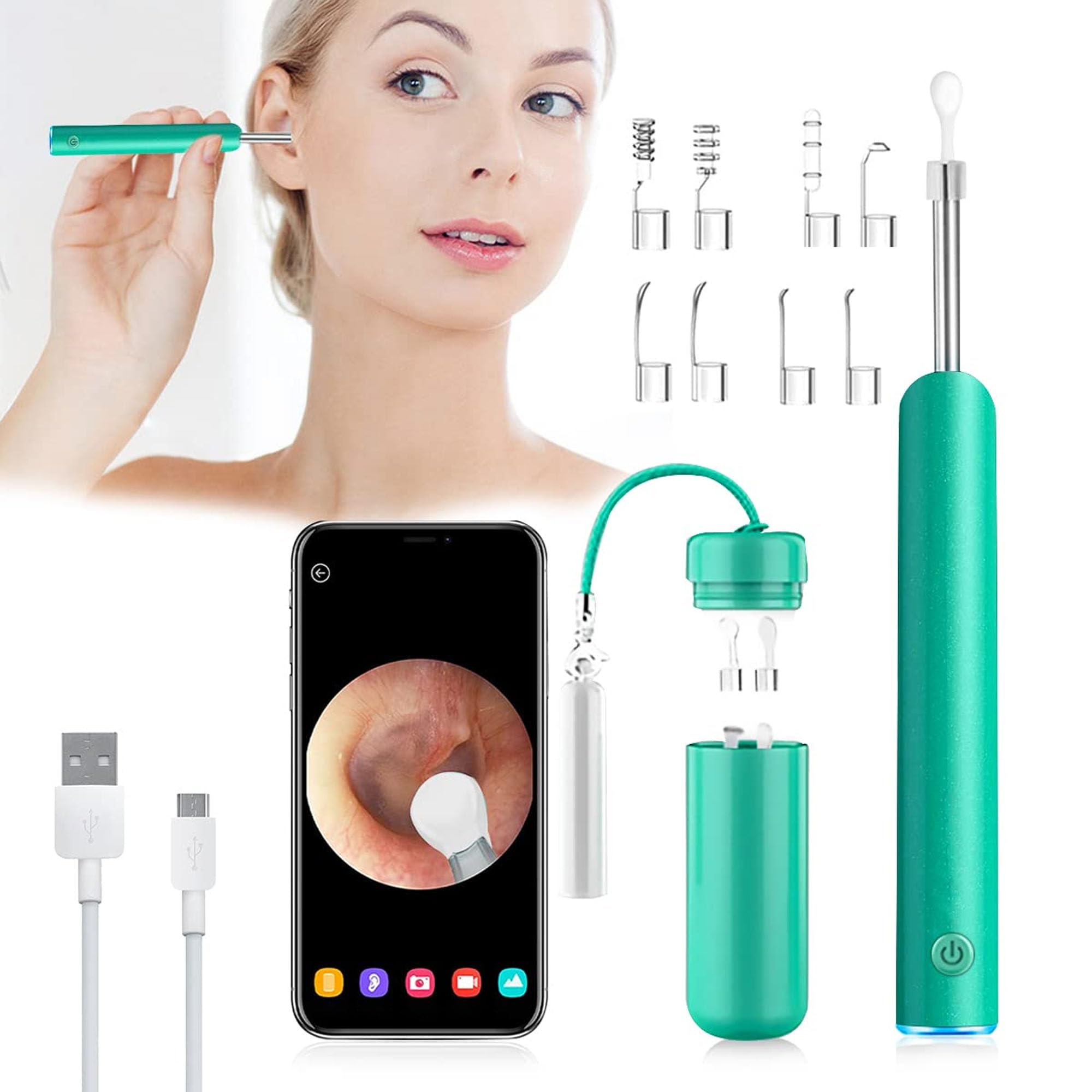 HANNEA® Wireless Ear Wax Remover Tool Kit Camera 9 Pcs Ear Cleaner Tool HD 1080P 3.9mm Ear Wax Cleaner Machine with 6 Led Light 330 mAh Ear Camera for Cleaning Spade Ear Cleaner Camera-image-37