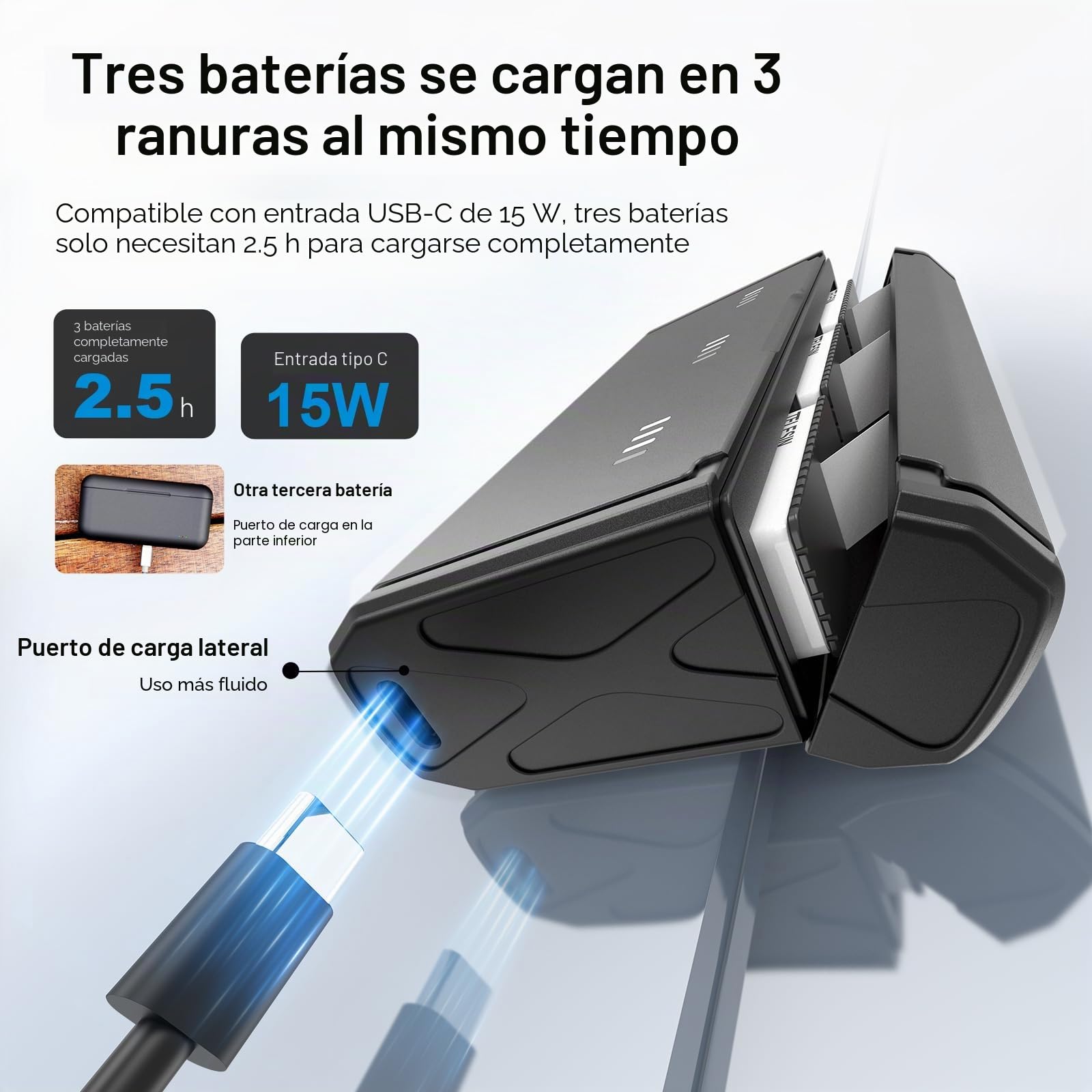 TELESIN Pack de 2 Baterías Enduro y Cargador de Batería de 3 Ranuras para Go Pro Hero 12 11 10 9, Batería Adecuada para Bajas Temperaturas, Cargador de Bolsillo, Carga Rápida, Accesorios