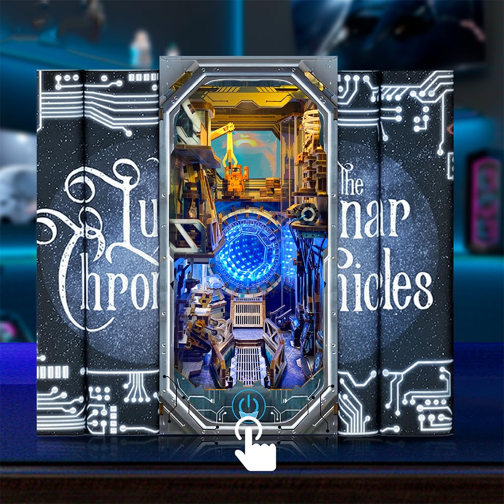 Cyberpunk Book Nook, kit fai da te per casa delle bambole, puzzle in legno 3D con decorazione futuristica a LED, decorazione per la casa di compleanno, Natale, per adolescenti e adulti