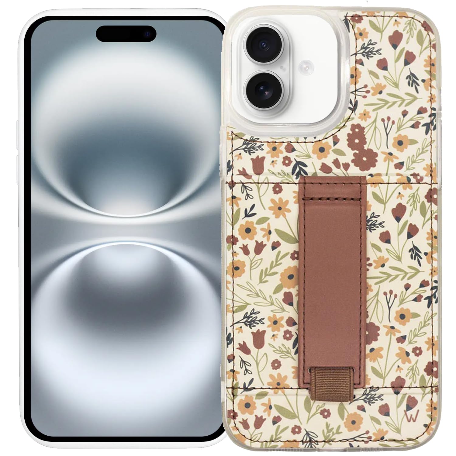 Walli Cases for iPhone 16 Case Aesthetic Wallet Phone Case Card Holder, Securely Holds up to 2 Cards - Cute, Trendy Phone Cover for Women, fits iPhone