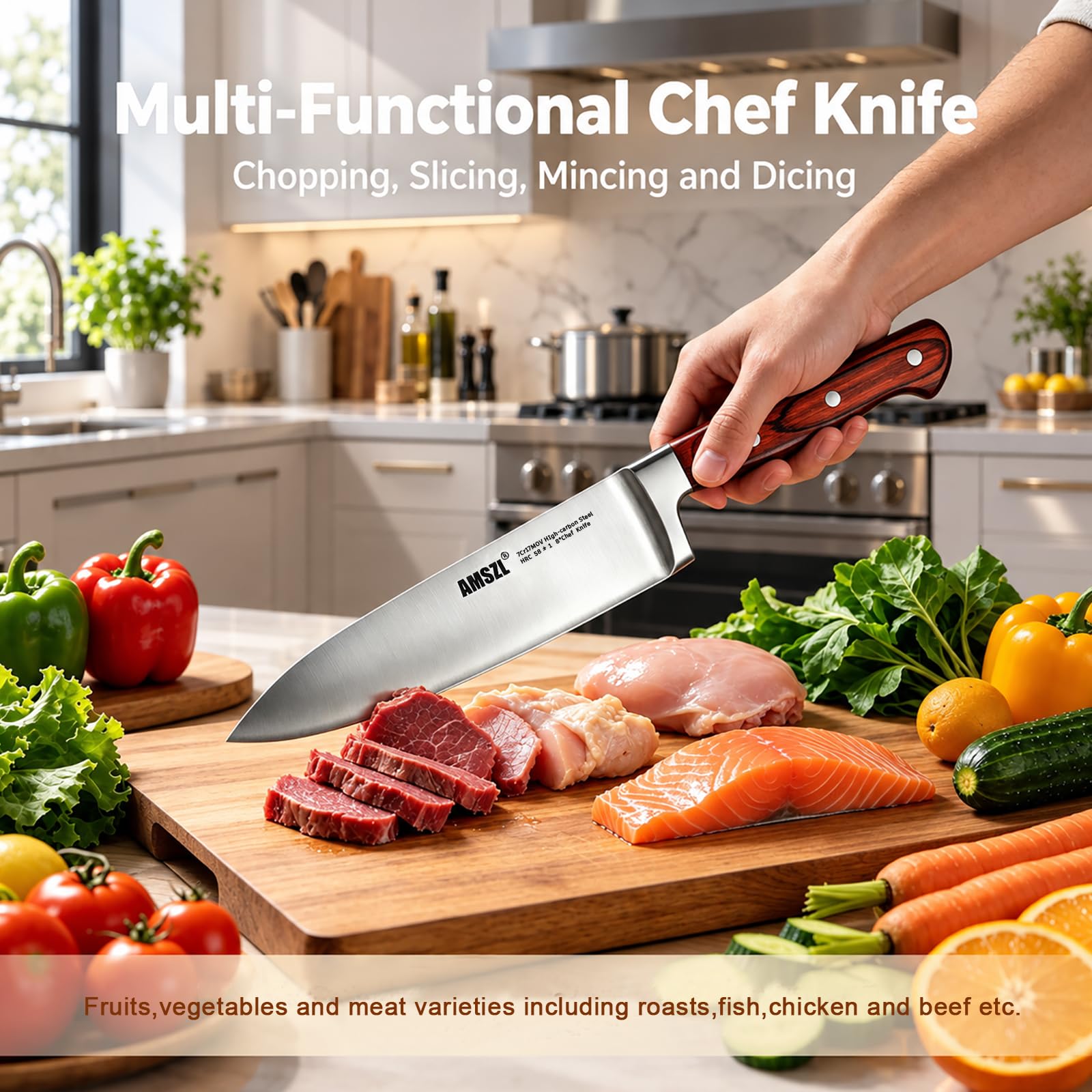 8 Inch Chef Knife, German High Carbon Steel Kitchen Knife — Amazon image 7