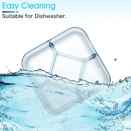 Miniatura 7 de NUTRIUPS Plato de vidrio dividido de vidrio con compartimentos, placa cuadrada de vidrio para porción de vidrio, placa seccional de vidrio, 10