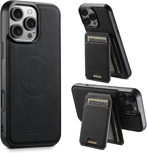 Miniatura 45 de PASNEW para iPhone 17 Estuche, Compatible con Carga Inalámbrica Magsafe Soporte para Tarjetas Cartera de Cuero Protección Magnética A Prueba de