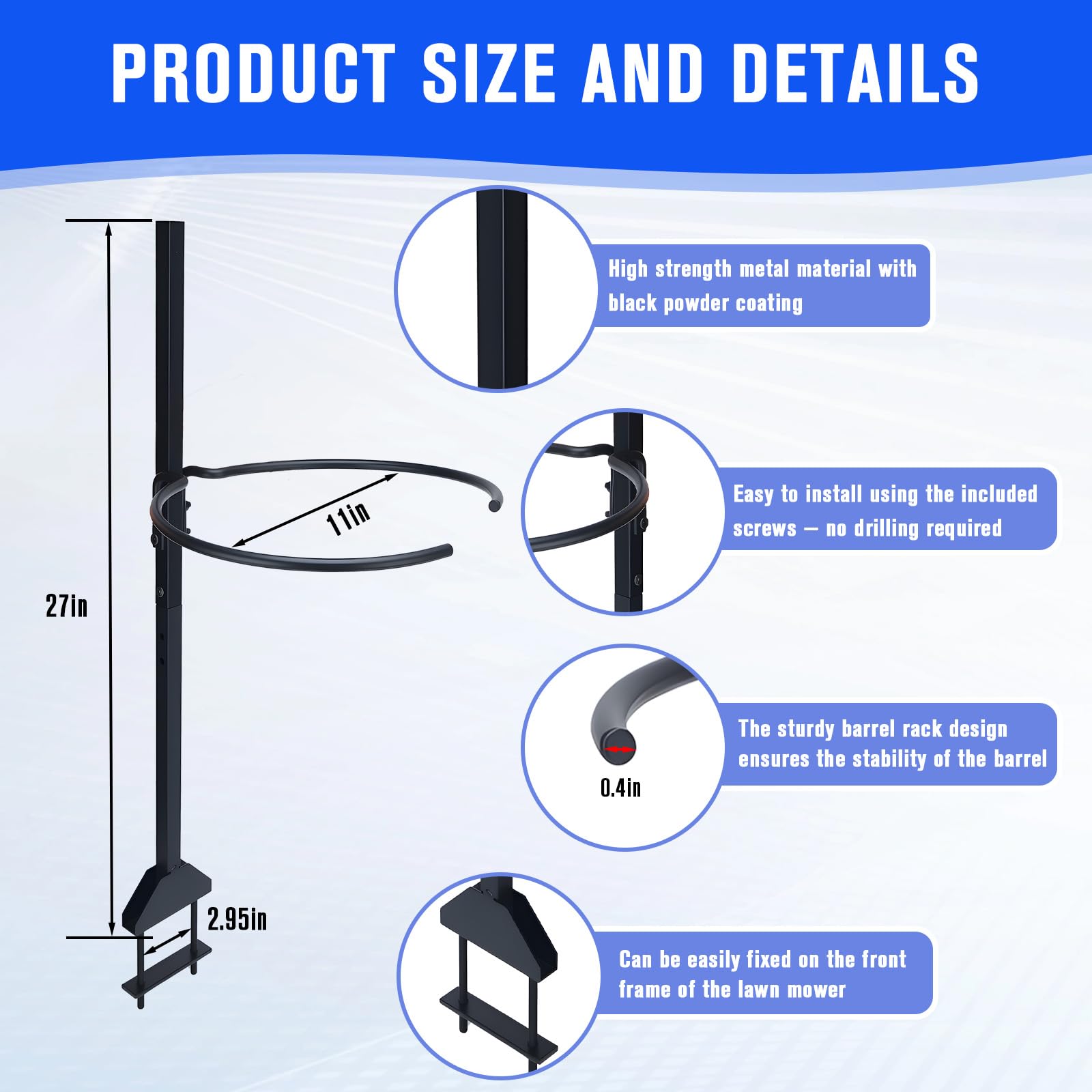 5 Gallon Bucket Bracket Holder,Lawn Mower Bucket Holder Compatible with 45-0572 Zero Turn Bucket Trash Holder for Lawn Mower Accessories for Yard Cleaning & Outdoor Trash Collection,Black