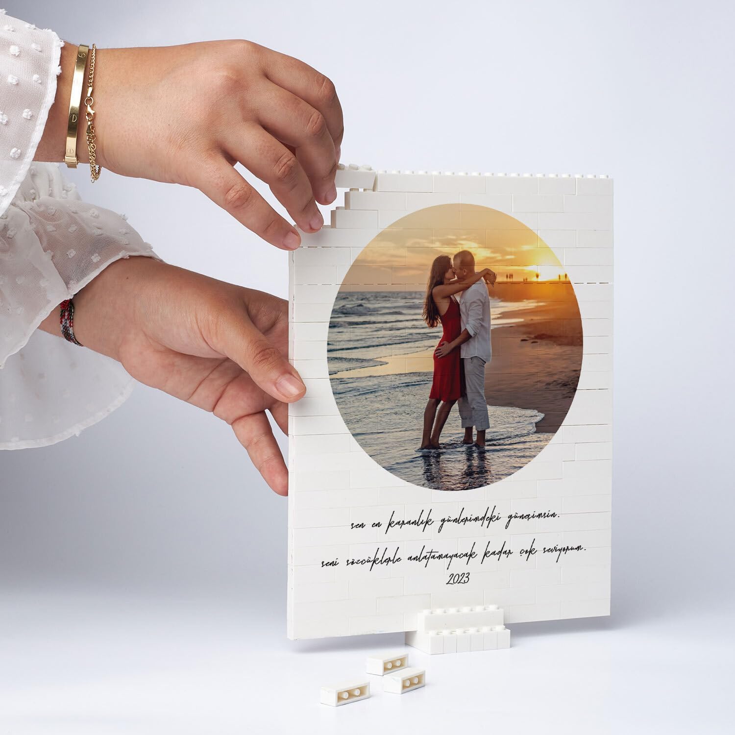 Photo Block Puzzle, Personalized Picture Puzzle, Custom Photo Puzzle, Unique Photo Gift, Building Blocks, Christmas, Anniversary, Engagement, Boyfriend, Girlfriend, (144 Piece - Photo & Text)