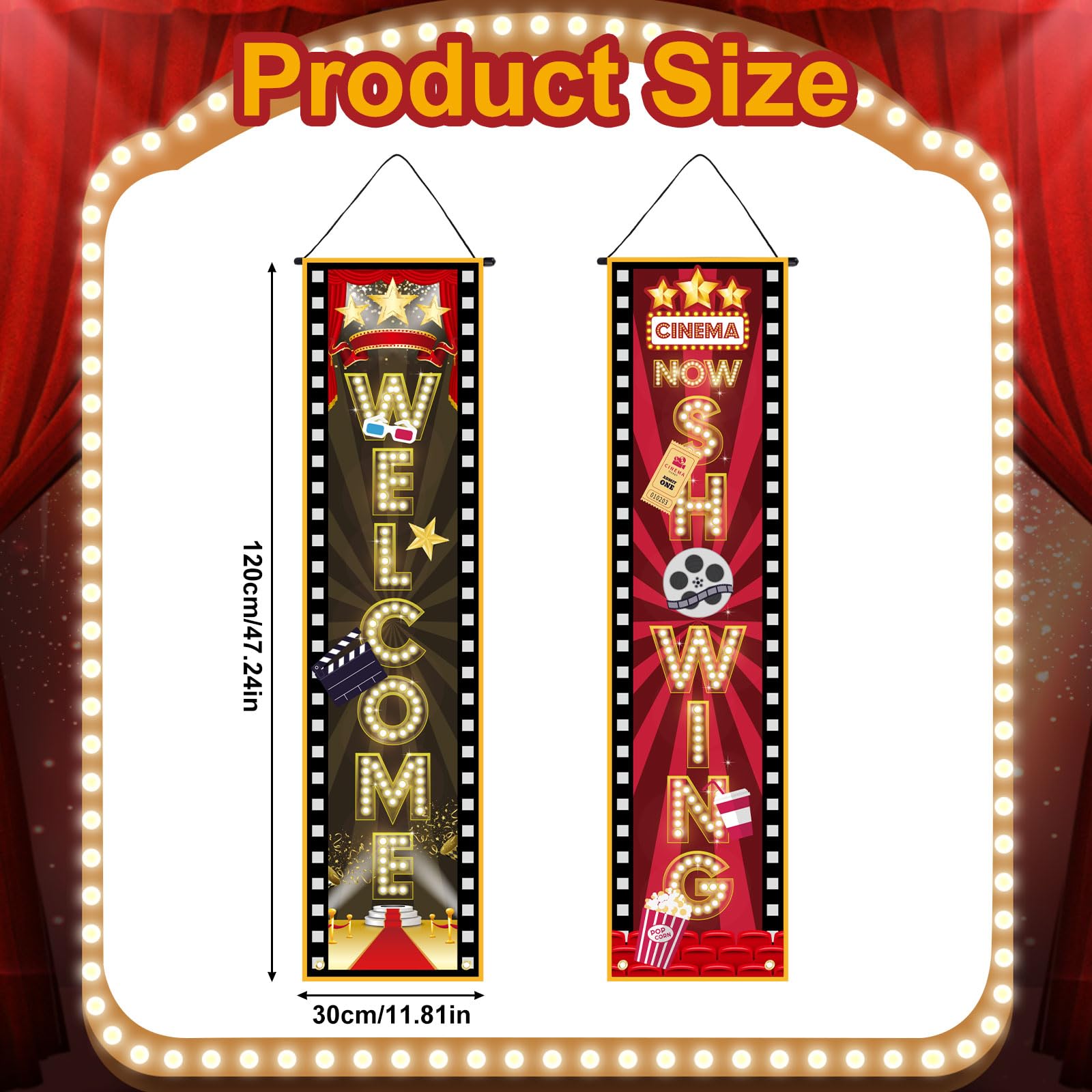 2pcs movie night porch banner - Image 2