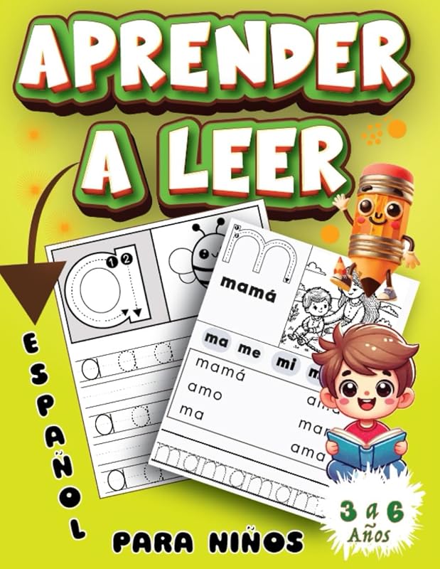 Aprender a leer español para niños: Lectura Inicial Para Niños De 3 a 6 Años - Cuaderno De Actividades - Trazar Letras - Vocales - Abecedario - Sílabas y frases (Spanish Edition)